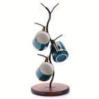 Mug Tree Stand | Powder-Coated Iron & Wooden Base | 5-Mug Capacity