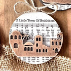 Nativity Ornament | Music-Sheet Background & Layered Cut-Out | 3.54 × 3.54 in