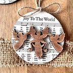 Nativity Ornament | Music-Sheet Background & Layered Cut-Out | 3.54 × 3.54 in
