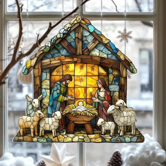 Nativity Scene Suncatcher | Light-Reflective & Lightweight | 4 × 4 in