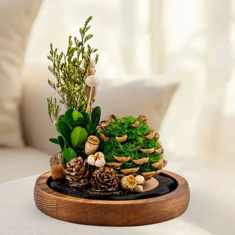 Night Lamp | Glass Dome & Preserved Dried Flowers | Warm White Light
