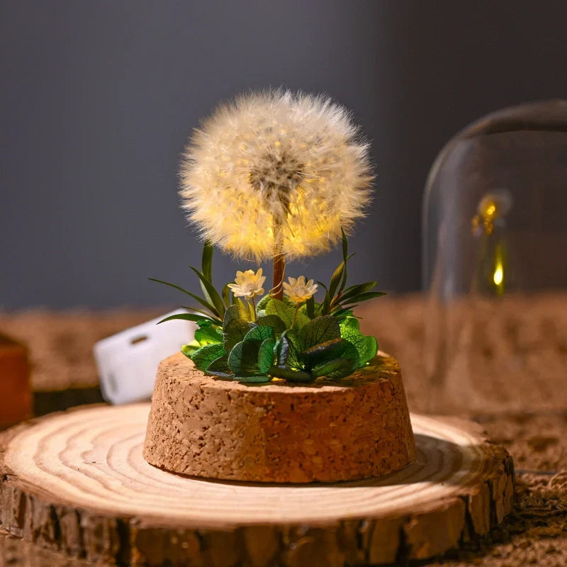 Night Lamp | Glass Dome & Preserved Dried Flowers | Warm White Light