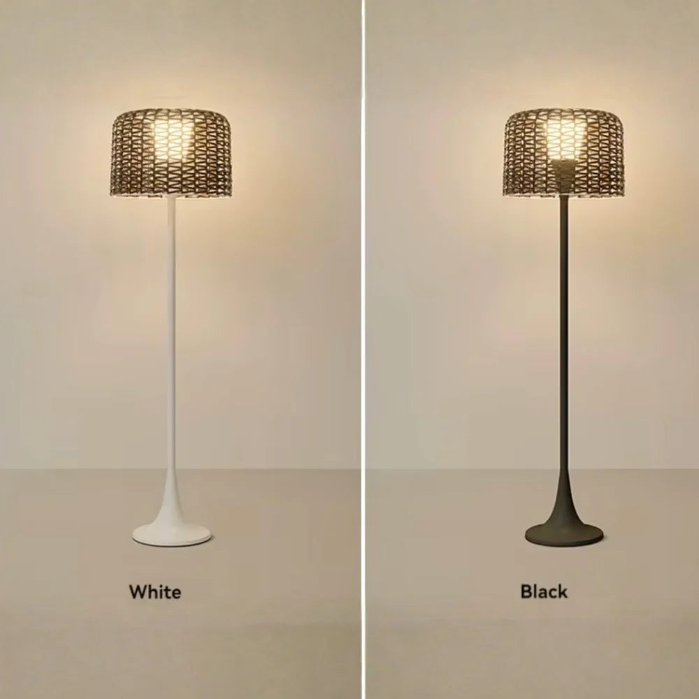 Outdoor Floor Lamp | Woven Shade & Warm LED | IP65 Waterproof