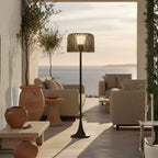 Outdoor Floor Lamp | Woven Shade & Warm LED | IP65 Waterproof