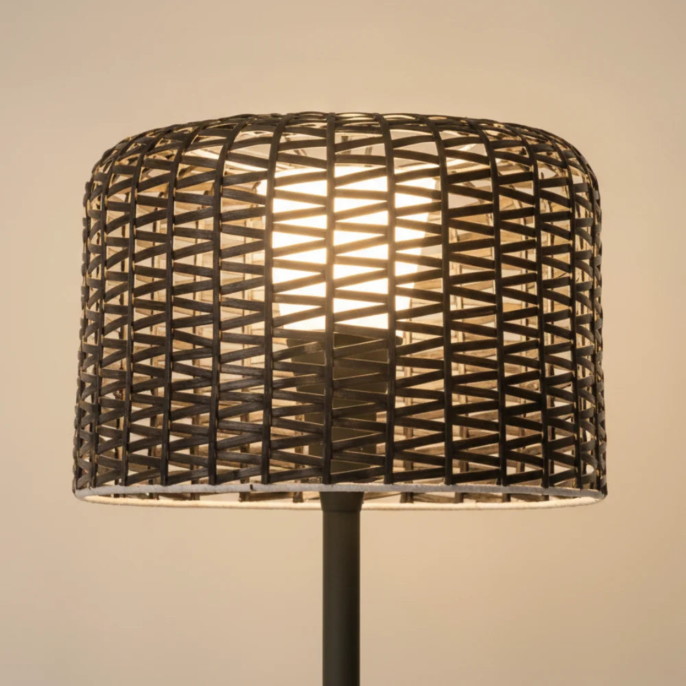 Outdoor Floor Lamp | Woven Shade & Warm LED | IP65 Waterproof