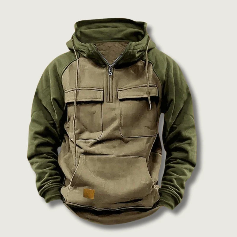 Outdoor Hoodie | Color-Block Cotton-Poly Blend & Quarter-Zip