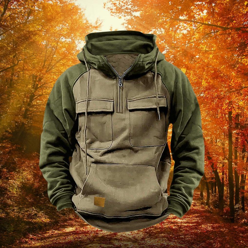 Outdoor Hoodie | Color-Block Cotton-Poly Blend & Quarter-Zip