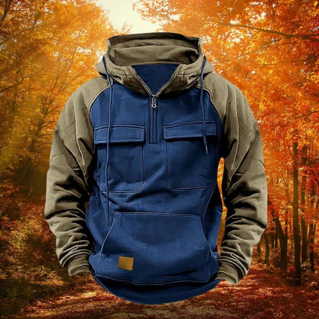 Outdoor Hoodie | Color-Block Cotton-Poly Blend & Quarter-Zip