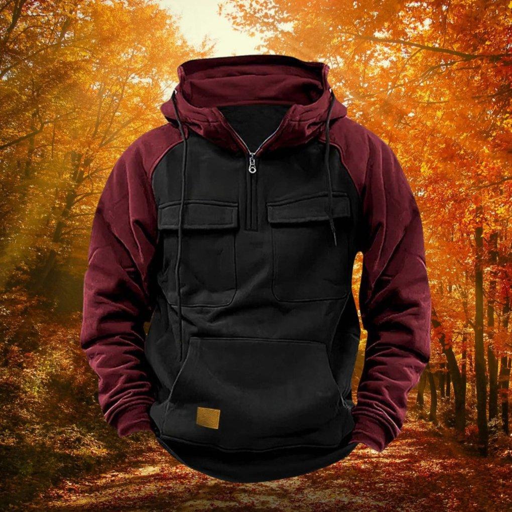 Outdoor Hoodie | Color-Block Cotton-Poly Blend & Quarter-Zip