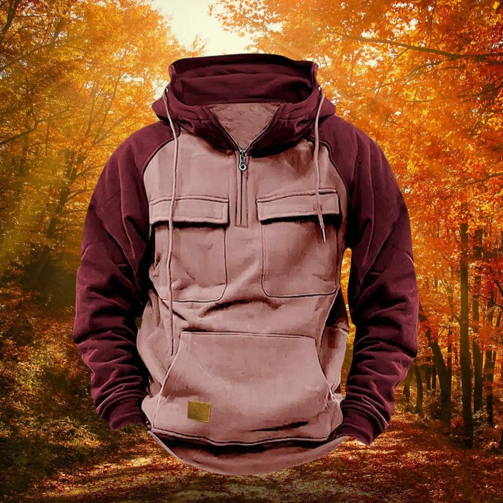 Outdoor Hoodie | Color-Block Cotton-Poly Blend & Quarter-Zip