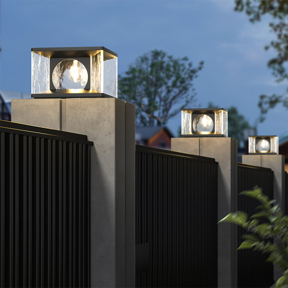 Outdoor Pillar Light | Metal & Glass IP65 | Solar Or Hardwired