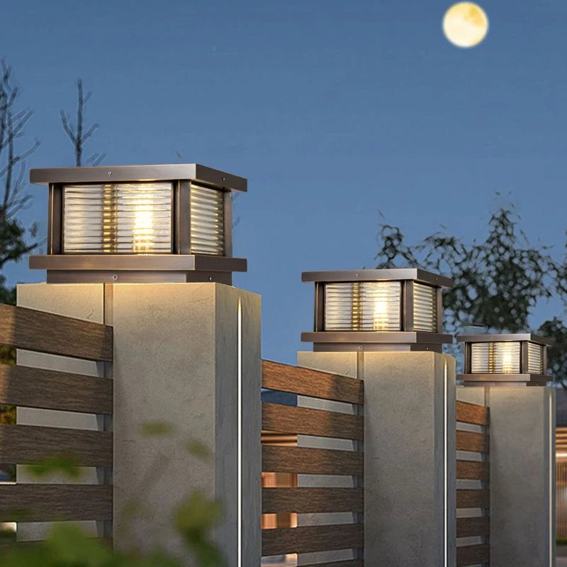 Outdoor Pillar Light | Metal & Glass Weather-Resistant | Post-Mountable