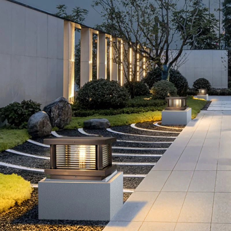 Outdoor Pillar Light | Metal & Glass Weather-Resistant | Post-Mountable