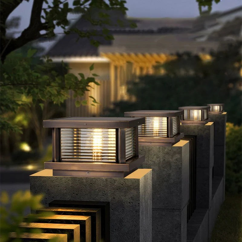 Outdoor Pillar Light | Metal & Glass Weather-Resistant | Post-Mountable