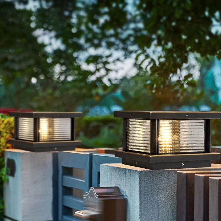 Outdoor Pillar Light | Metal & Glass Weather-Resistant | Post-Mountable