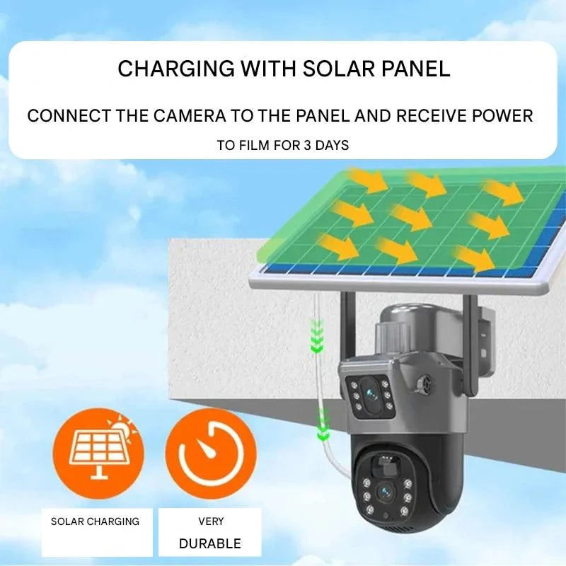 Outdoor Security Camera | 4K Dual-Lens & Solar-Powered