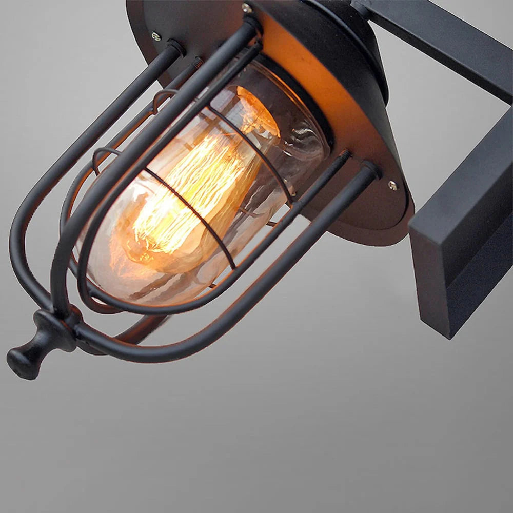 Outdoor Wall Lamp | Lantern-Shaped Metal & Glass IP65 Weatherproof