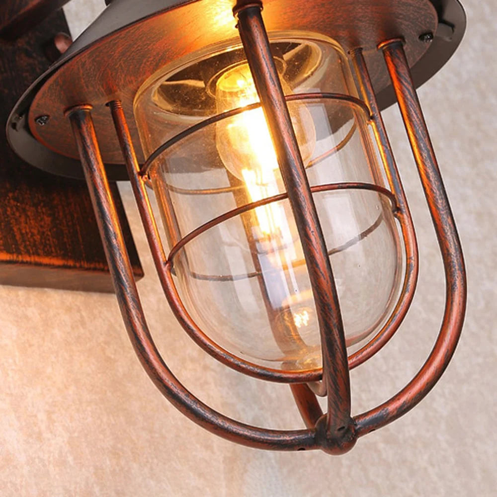 Outdoor Wall Lamp | Lantern-Shaped Metal & Glass IP65 Weatherproof