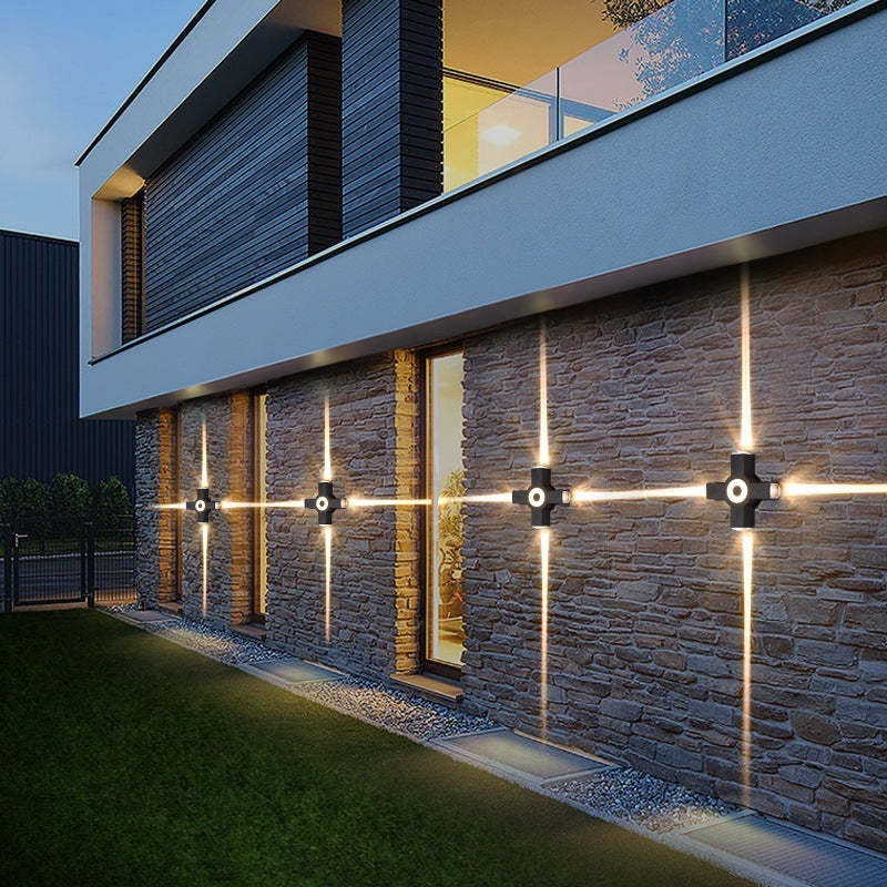 Outdoor Wall Light | Waterproof Minimalist Cross | Warm White LED Included
