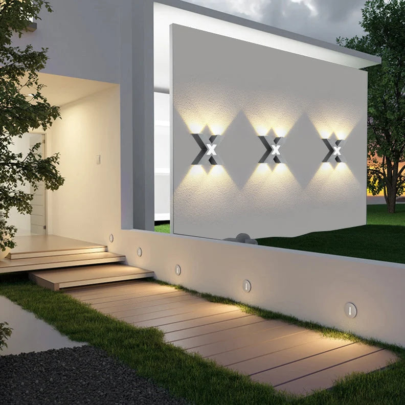 Outdoor Wall Light | X-Shaped LED & Waterproof | 4 Lights