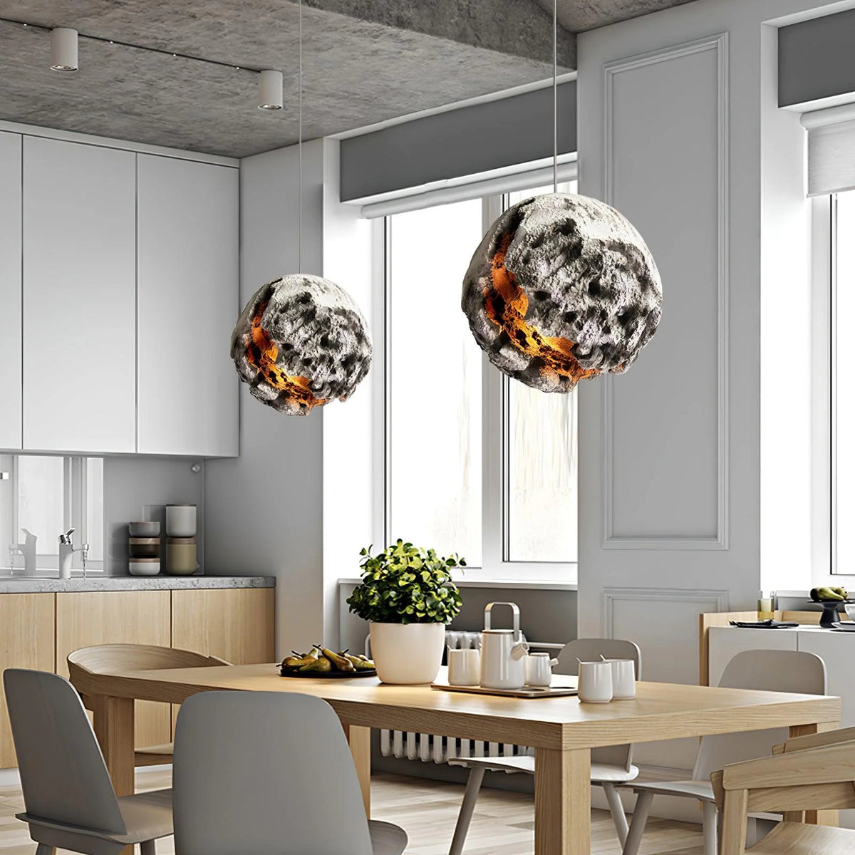 Pendant Ceiling Lamp | Irregular Planet Shape & LED Compatible | 30/40/60 cm