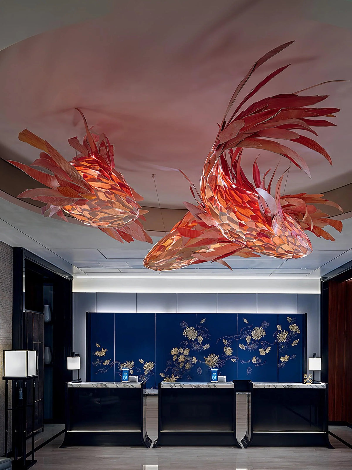 Pendant Chandelier | Wooden Shade & Metal Frame | Integrated LED