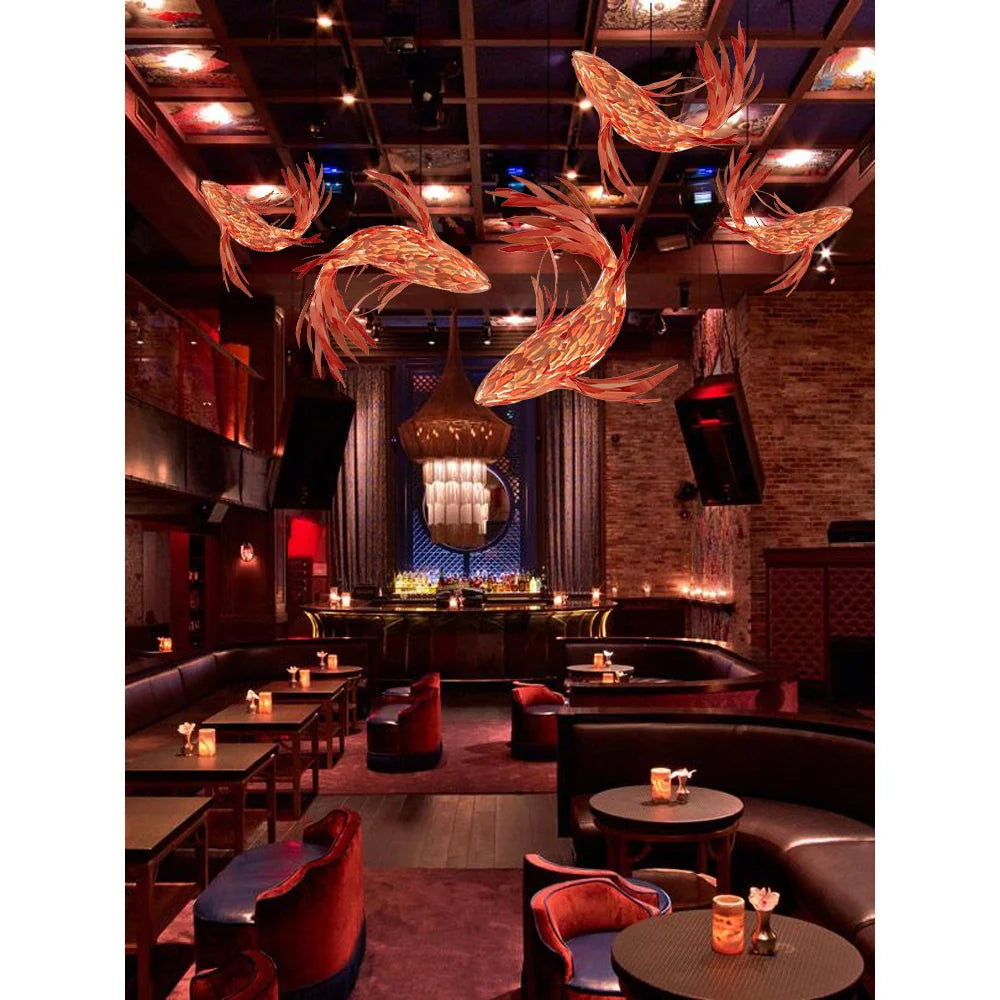 Pendant Chandelier | Wooden Shade & Metal Frame | Integrated LED