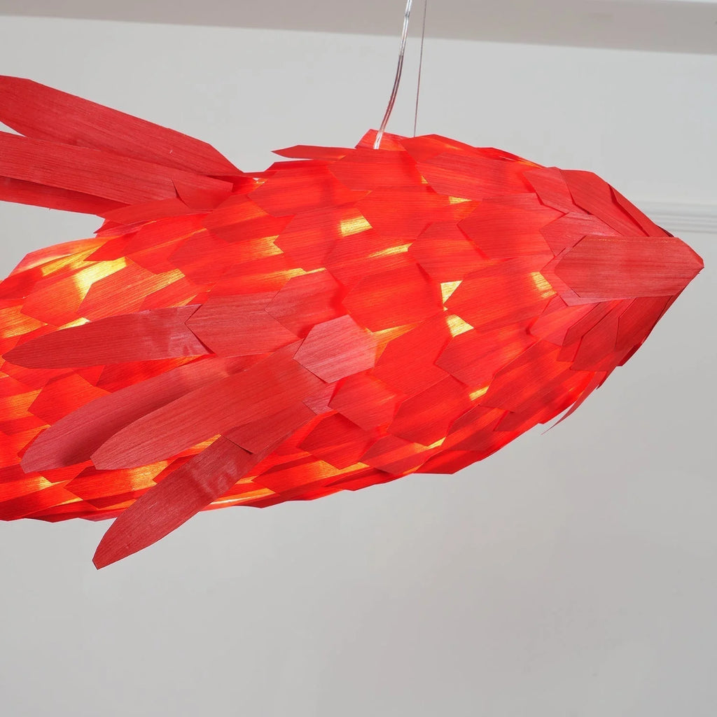Pendant Chandelier | Wooden Shade & Metal Frame | Integrated LED