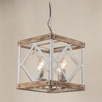 Pendant Lamp | 4-Head Rustic Wood & Metal | 100 cm Chain
