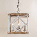 Pendant Lamp | 4-Head Rustic Wood & Metal | 100 cm Chain
