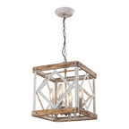 Pendant Lamp | 4-Head Rustic Wood & Metal | 100 cm Chain
