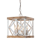 Pendant Lamp | 4-Head Rustic Wood & Metal | 100 cm Chain