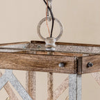 Pendant Lamp | 4-Head Rustic Wood & Metal | 100 cm Chain