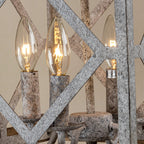 Pendant Lamp | 4-Head Rustic Wood & Metal | 100 cm Chain