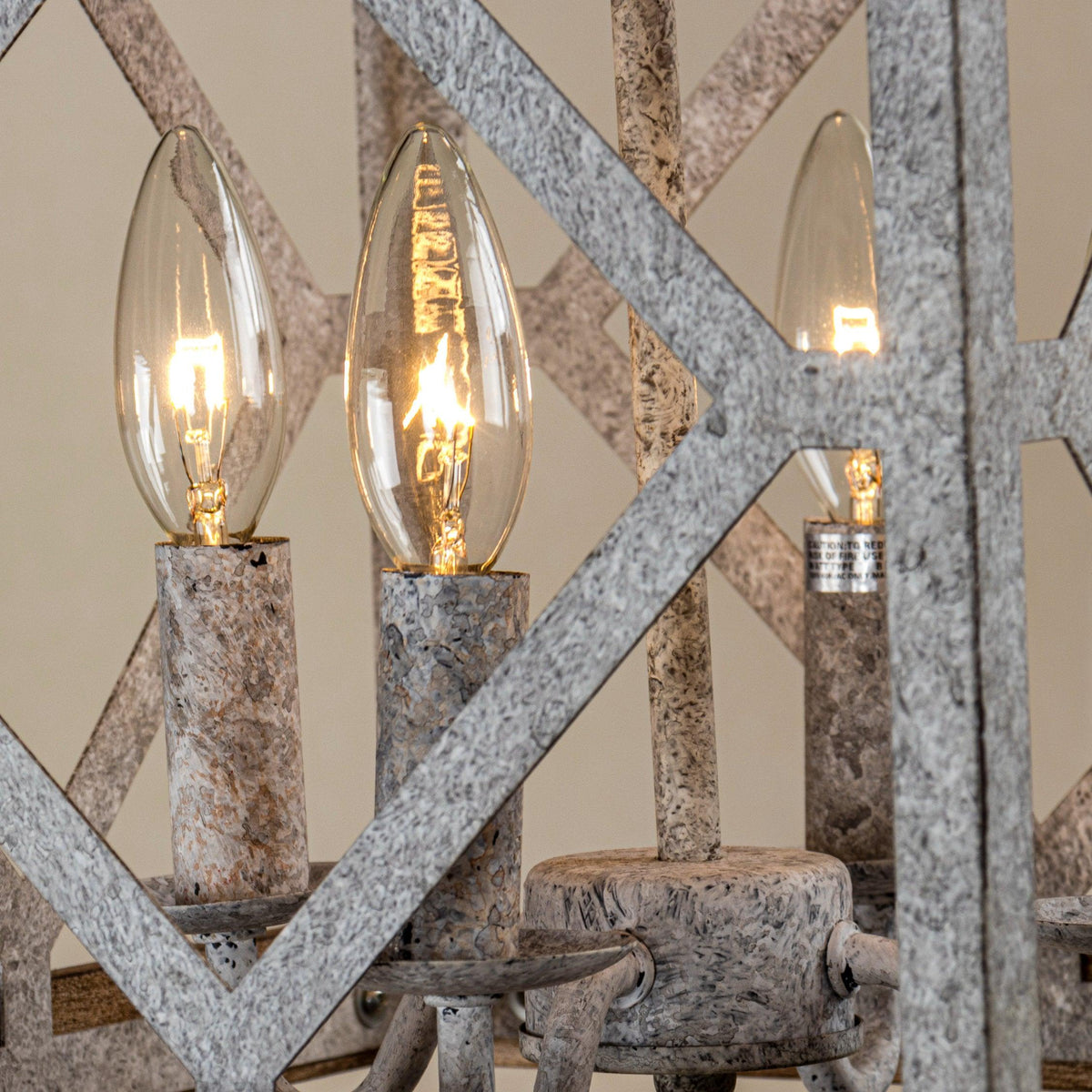 Pendant Lamp | 4-Head Rustic Wood & Metal | 100 cm Chain