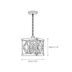 Pendant Lamp | 4-Head Rustic Wood & Metal | 100 cm Chain