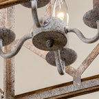 Pendant Lamp | 4-Head Rustic Wood & Metal | 100 cm Chain