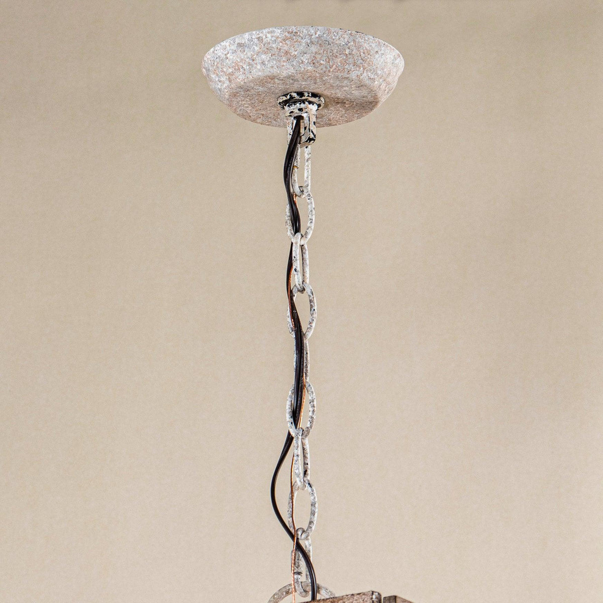 Pendant Lamp | 4-Head Rustic Wood & Metal | 100 cm Chain