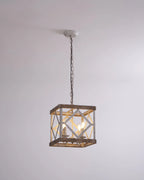 Pendant Lamp | 4-Head Rustic Wood & Metal | 100 cm Chain