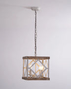 Pendant Lamp | 4-Head Rustic Wood & Metal | 100 cm Chain
