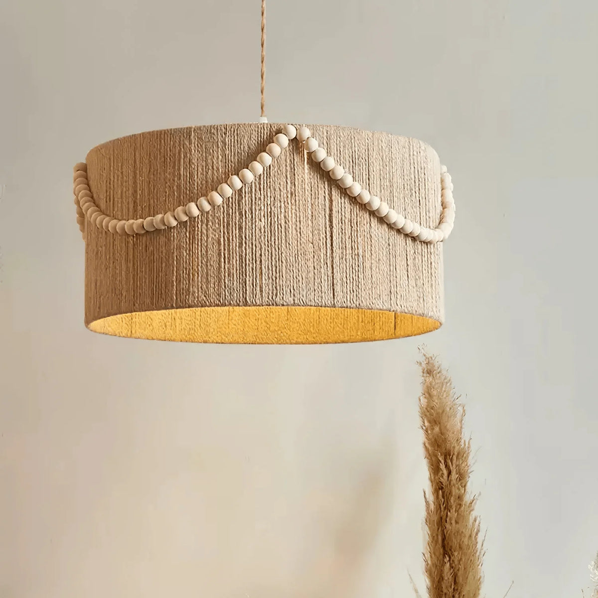 Pendant Lamp | Boho Beaded & Natural Jute | Ø40/50/60 cm