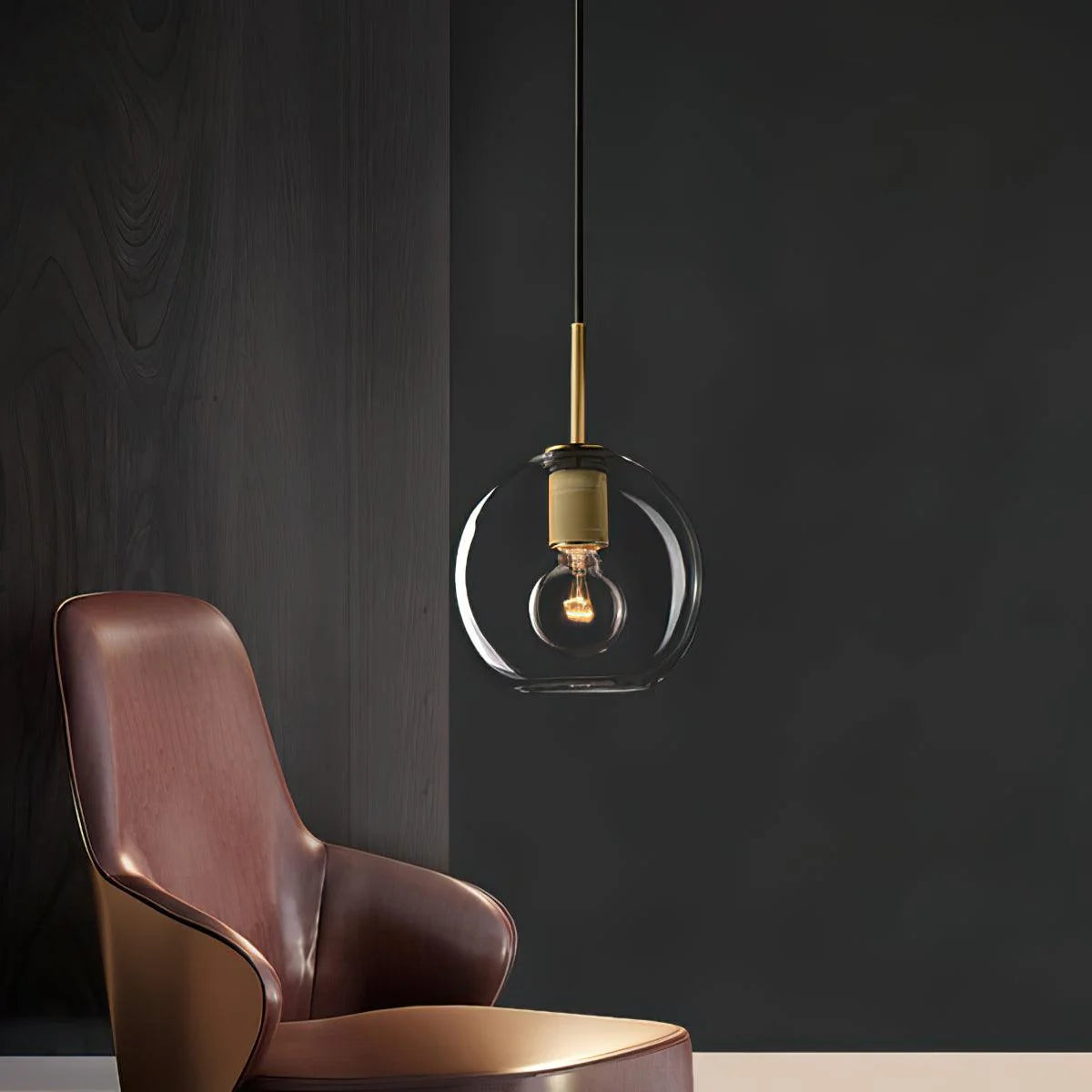 Pendant Lamp | Brass & Glass | Hardwired & Dimmer Compatible