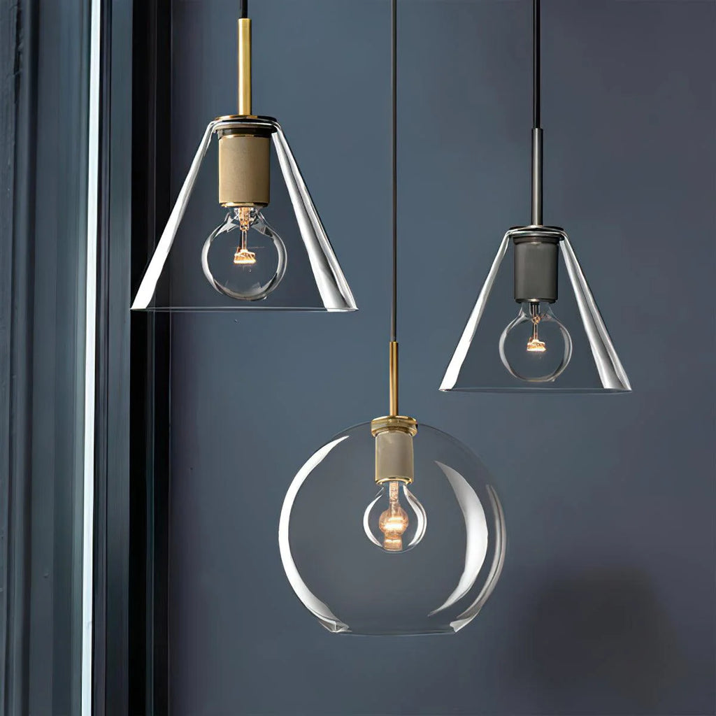 Pendant Lamp | Brass & Glass | Hardwired & Dimmer Compatible