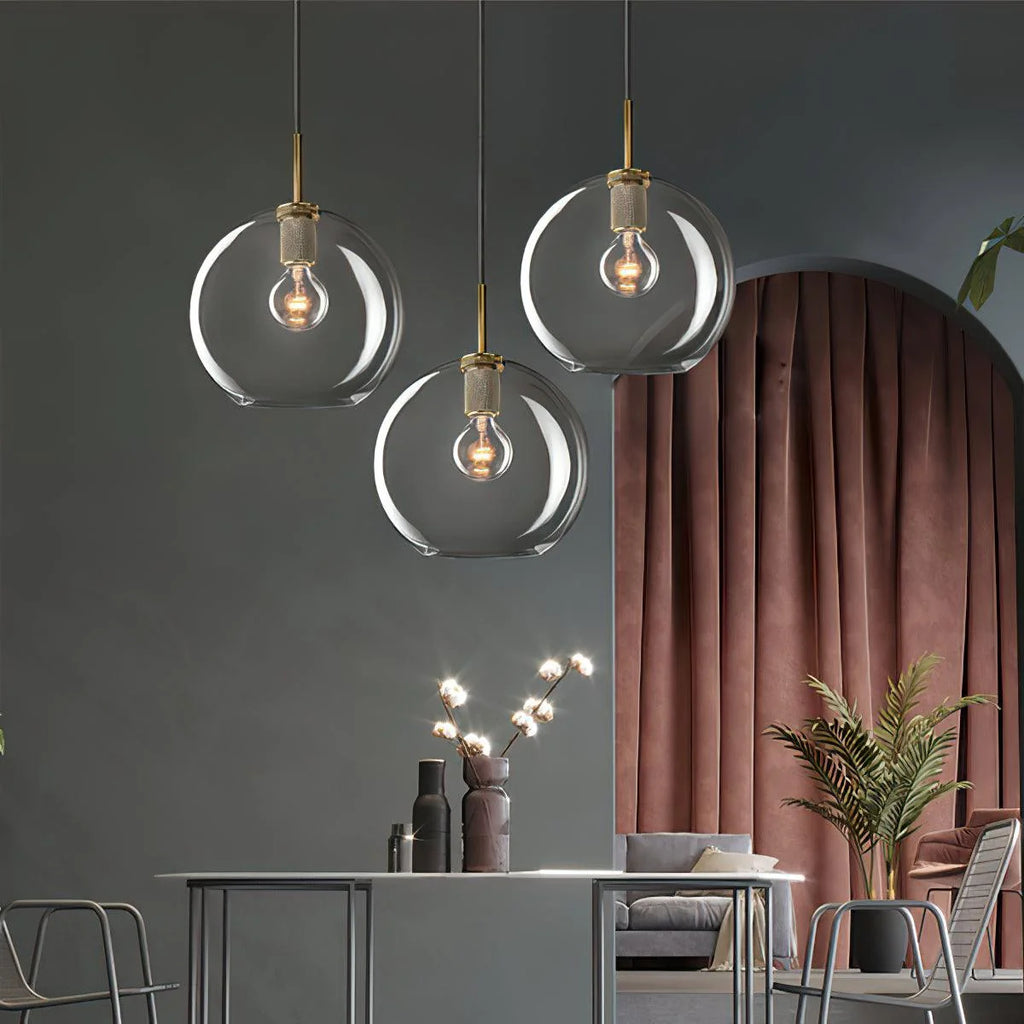 Pendant Lamp | Brass & Glass | Hardwired & Dimmer Compatible