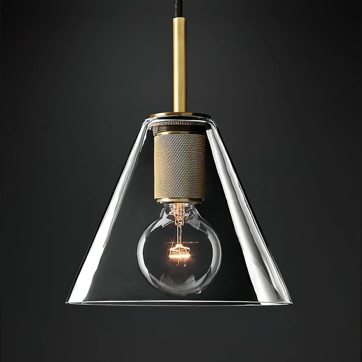 Pendant Lamp | Brass & Glass | Hardwired & Dimmer Compatible