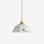 Pendant Lamp | Ceramic Butterfly Shade & Brass Canopy | Hardwired