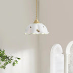 Pendant Lamp | Ceramic Butterfly Shade & Brass Canopy | Hardwired