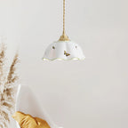 Pendant Lamp | Ceramic Butterfly Shade & Brass Canopy | Hardwired