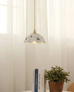 Pendant Lamp | Ceramic Butterfly Shade & Brass Canopy | Hardwired