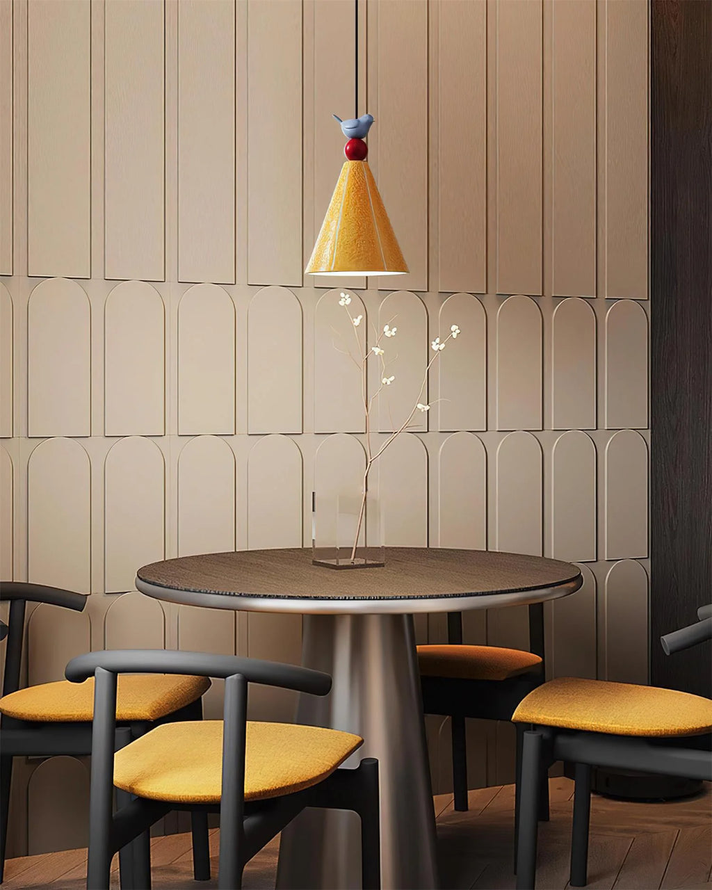 Pendant Lamp | Ceramic Shade & Dimmer-Compatible | Dia 17 cm x H 30 cm